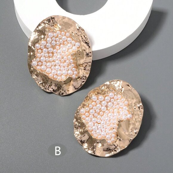 Multicolor Women's Random Color Rhinestone Decor Textured Stud Earring - Picture 6 of 7